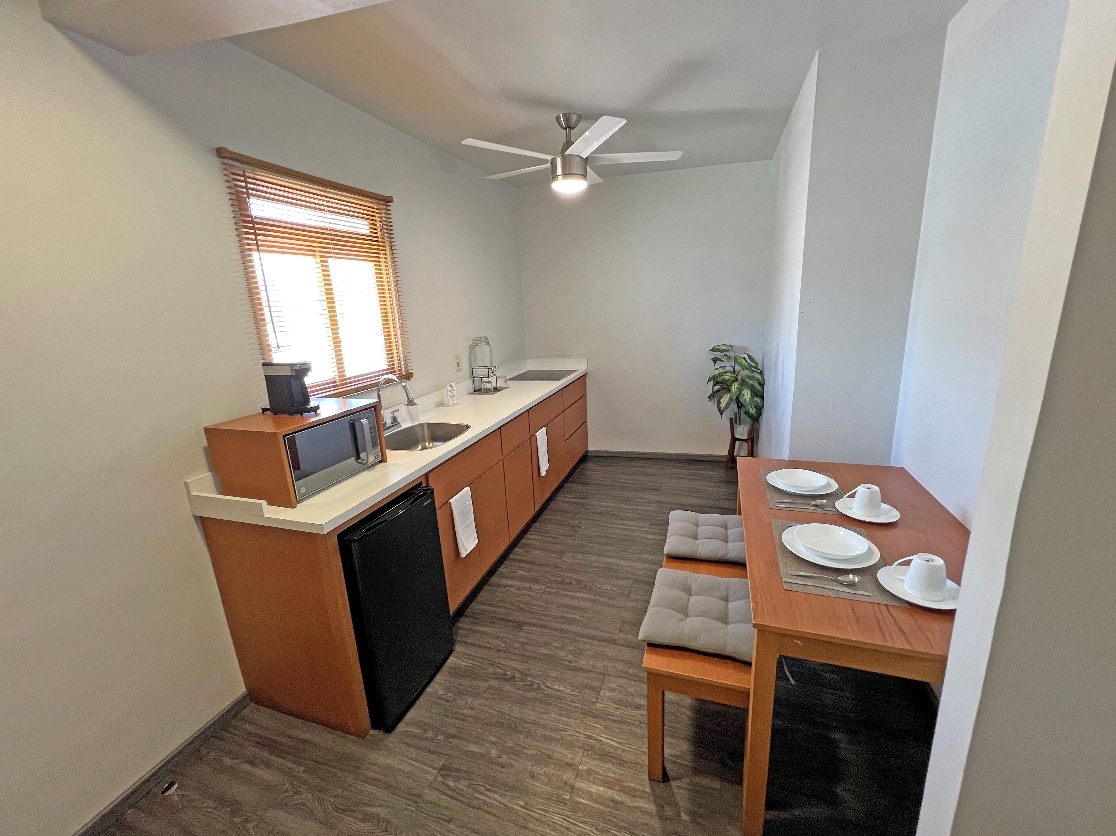 master bedroom | private kitchen | mini-fridge, microwave, stovetop, coffee/tea maker