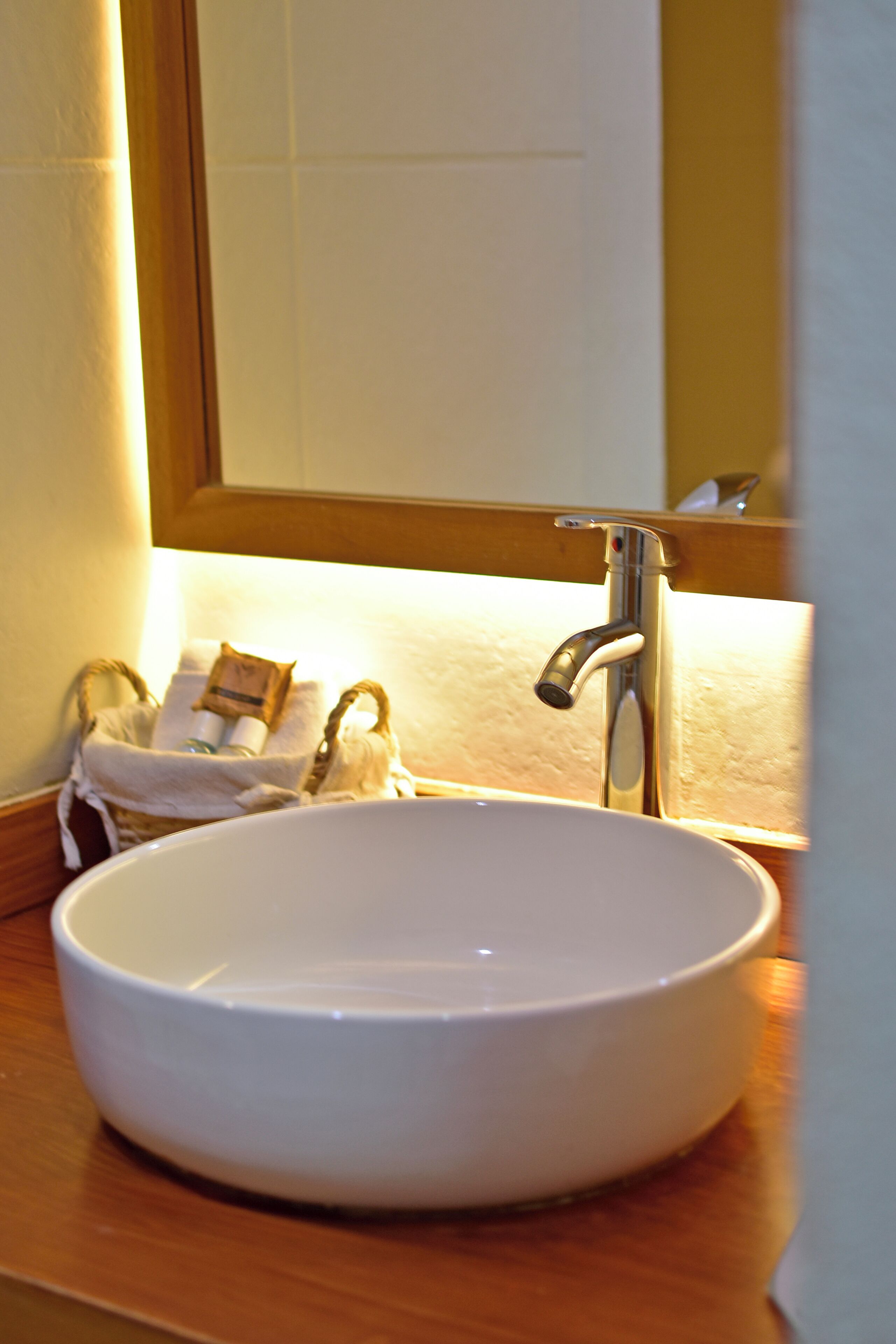 master bedroom, 1 queen bed | bathroom sink