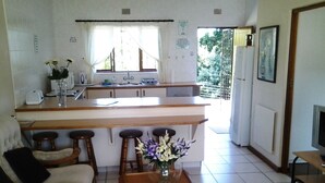 Comfort Chalet (1) | Private kitchen | Coffee/tea maker, fridge, microwave, oven - Palm Beach Chalets (Port Edward)