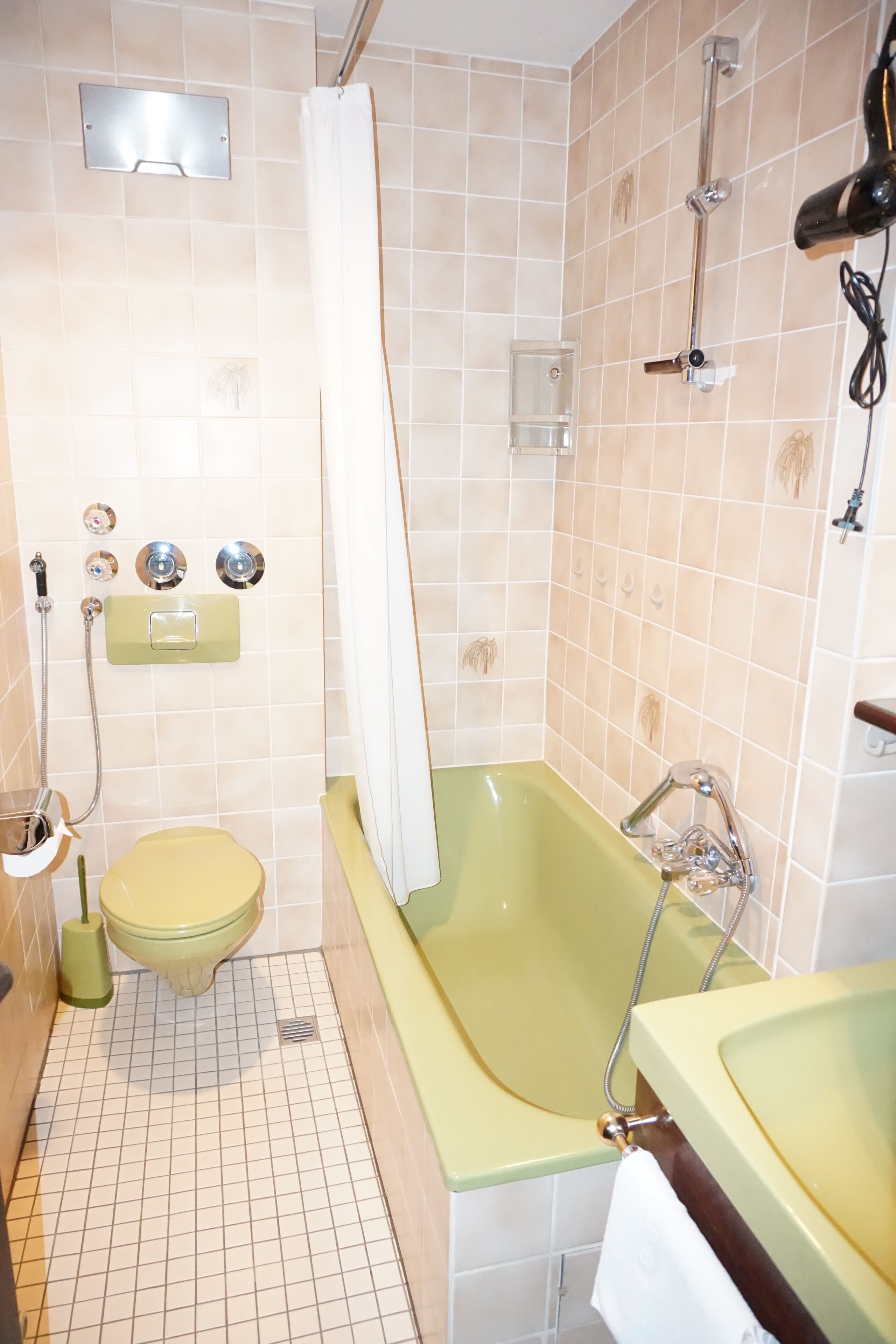 A bathroom with a bathtub, toilet, and shower.