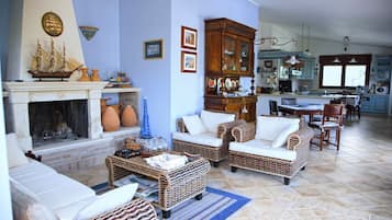 Villa Tradition, plusieurs chambres, piscine privée | Coin séjour