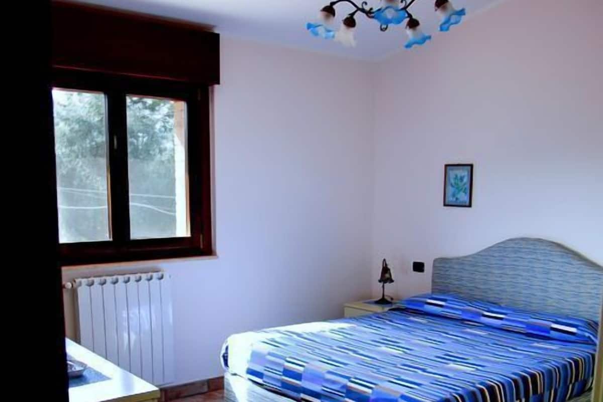 Un dormitorio con cama, escritorio, silla, radiador y ventana.