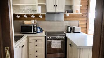 Fridge, microwave, oven, electric kettle