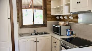 Fridge, microwave, oven, electric kettle