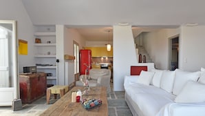 Villa, 3 Bedrooms, Pool Access | Living area - Deluxe Villa - Infinity Pool & Helipad by VillaRentalsgr (Paros)