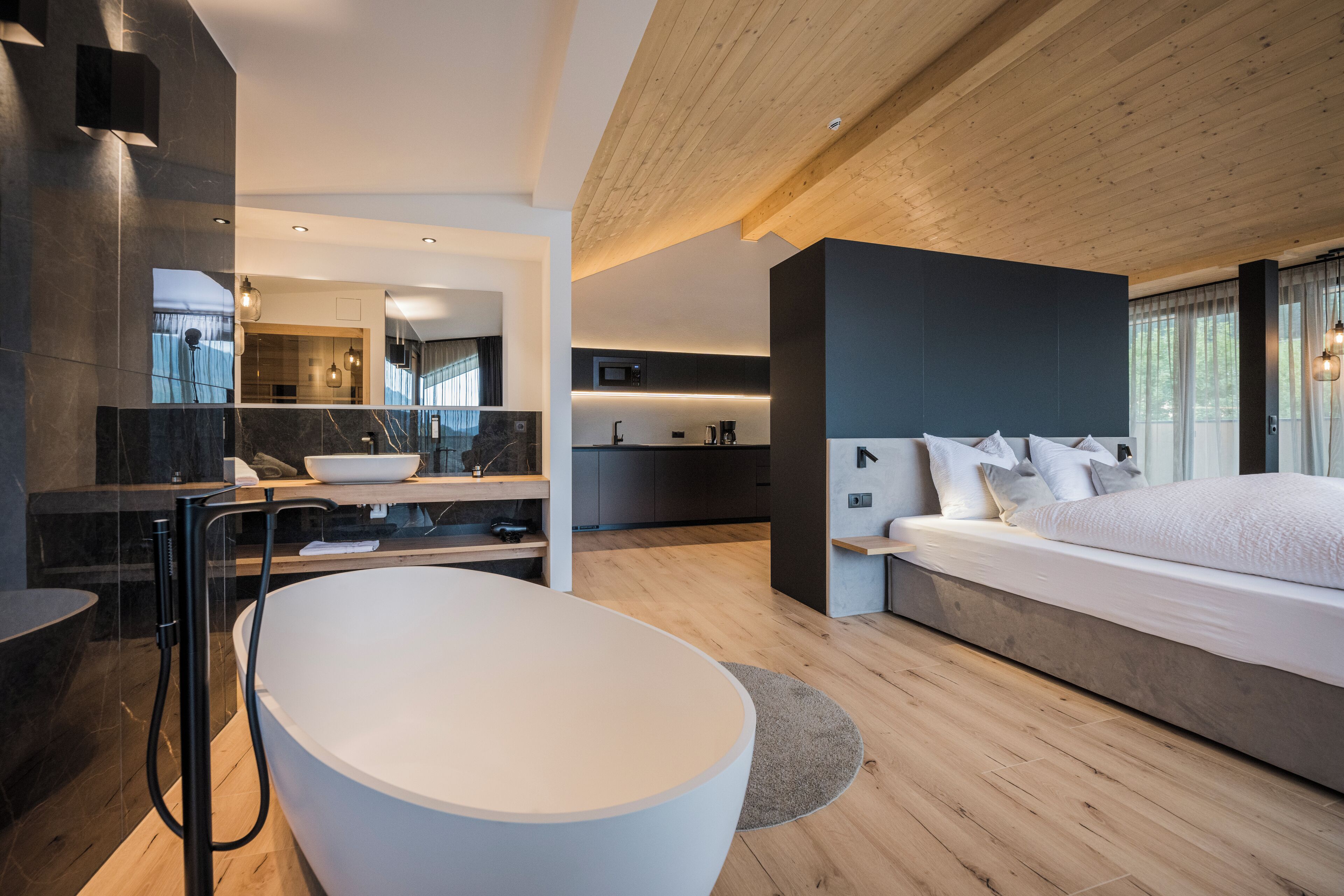 Apartment | Living area | 43-inch flat-screen TV with cable channels