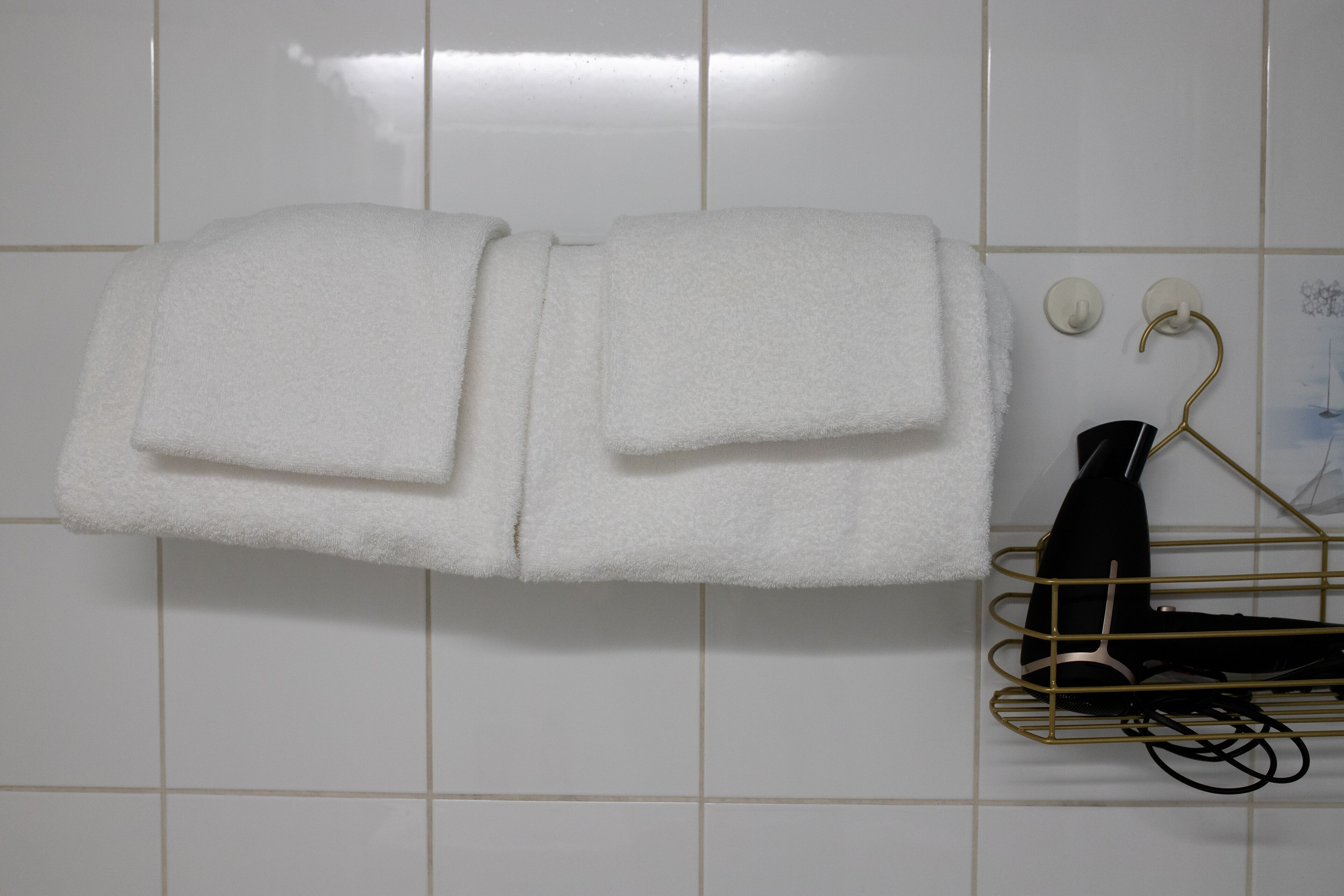 free toiletries, hair dryer, towels