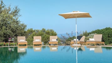 Outdoor pool, open 7:30 AM to 9:00 PM, pool umbrellas, sun loungers