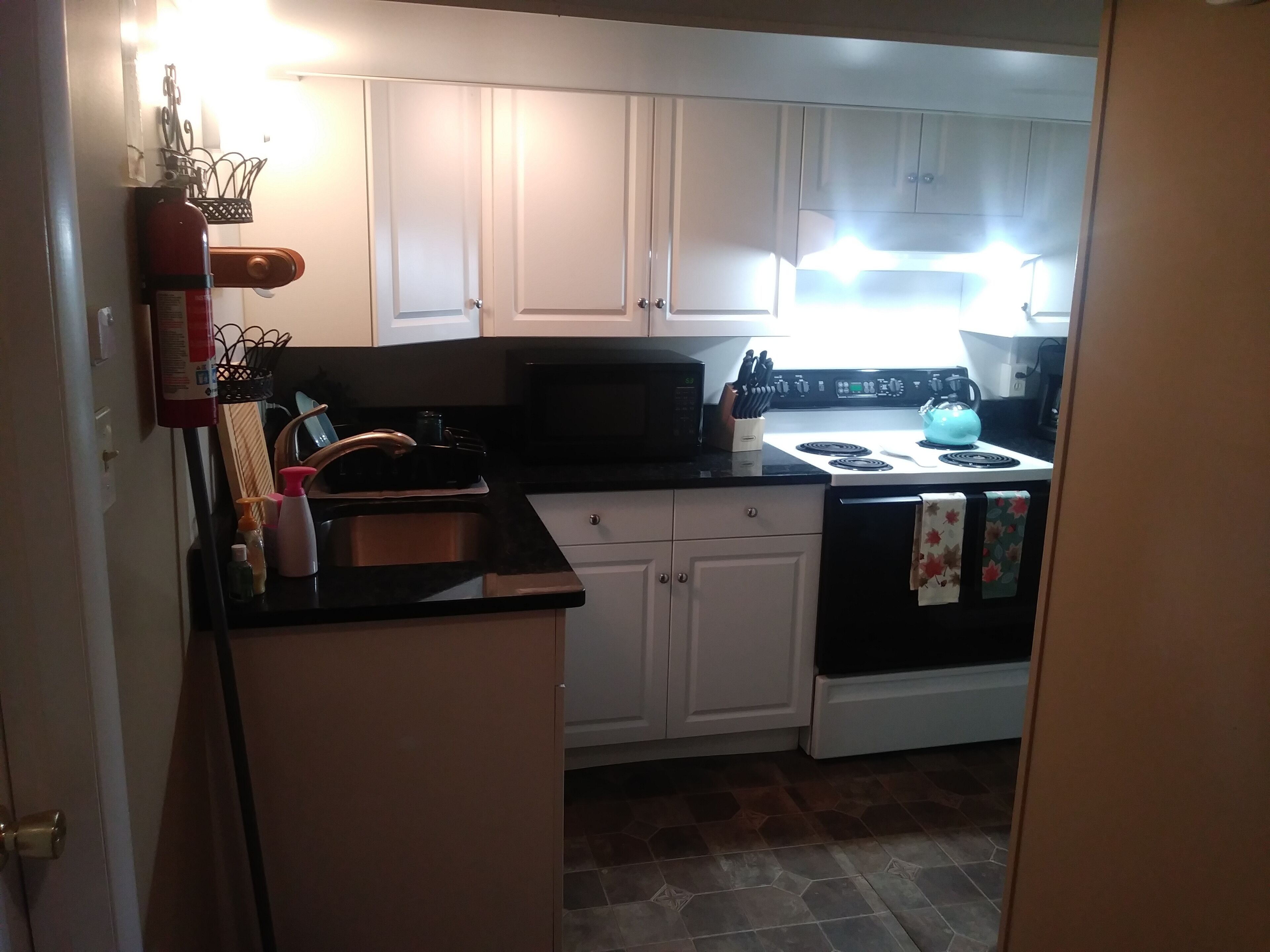 冷蔵庫、電子レンジ、オーブン、コンロ