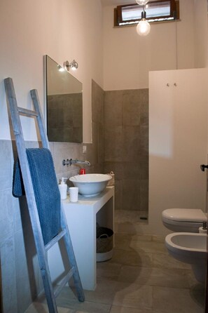 Ducha, secador de pelo, bidet, toallas