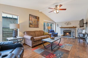 TV, fireplace, DVD player