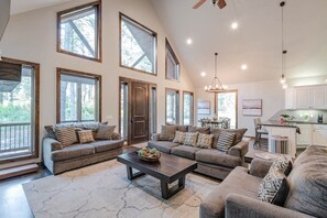 TV, fireplace, video games, ping pong