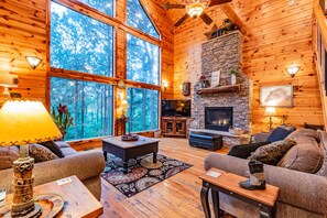TV, fireplace, DVD player, foosball