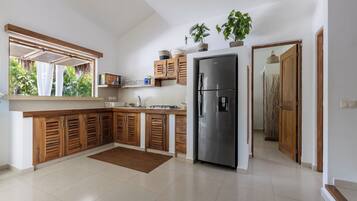 Microwave, stovetop, coffee/tea maker, toaster