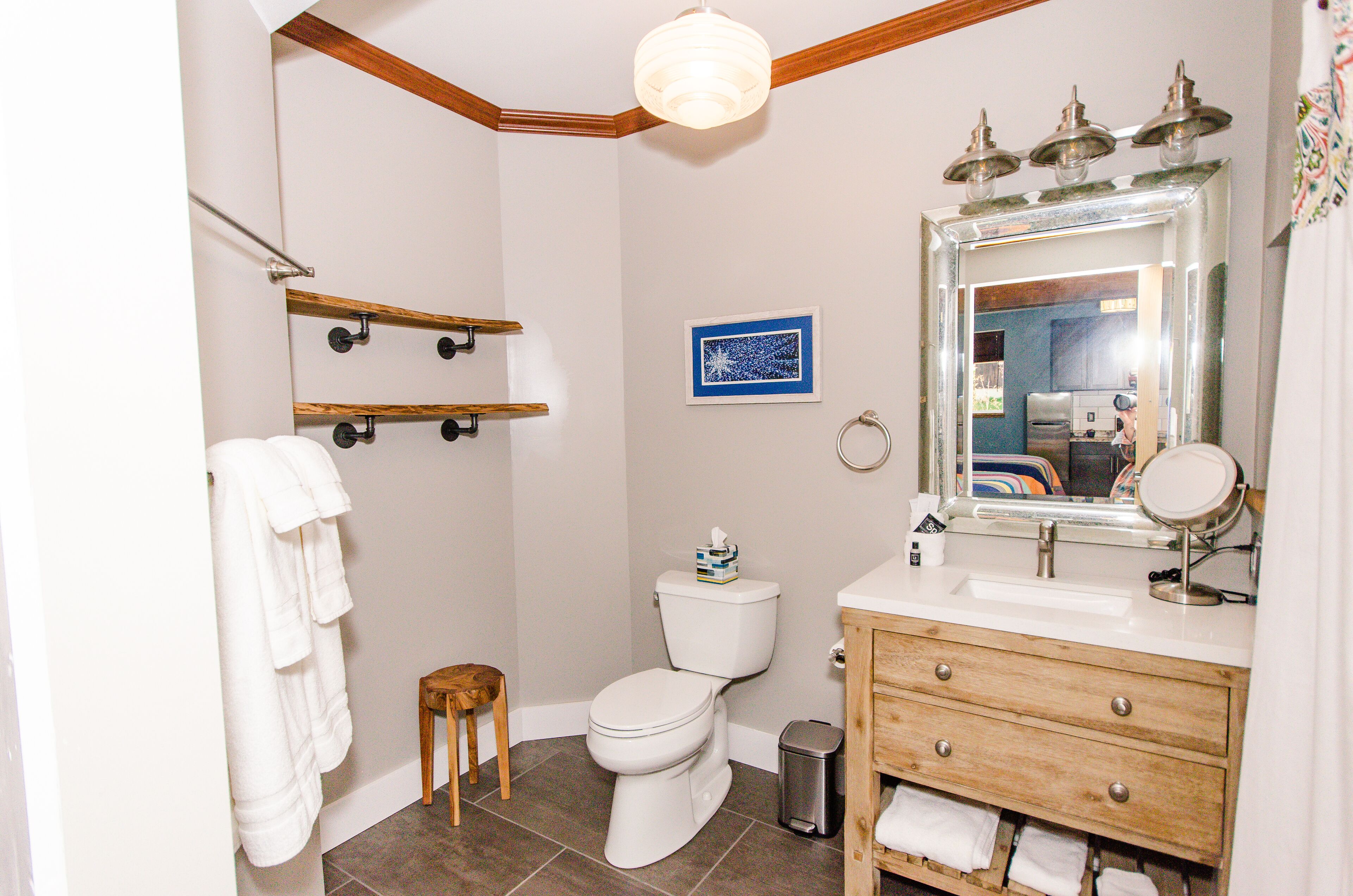 superior suite, 2 double beds, refrigerator & microwave, ground floor (thoftne) | bathroom | combined shower/bathtub, designer toiletries, hair dryer, towels