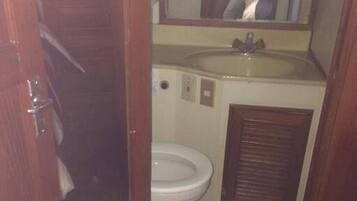 Shower, towels, soap, shampoo