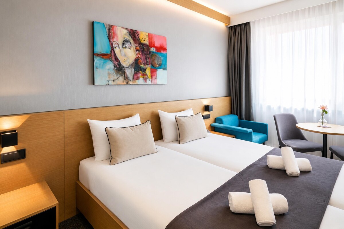 Chambre Confort, 2 lits une place, non-fumeur, coin cuisine