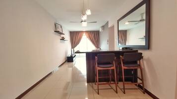 3 bedrooms, desk, laptop workspace, iron/ironing board