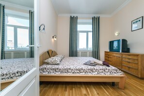 Apartment, 2 Bedrooms | 2 bedrooms, hypo-allergenic bedding, desk, iron/ironing board