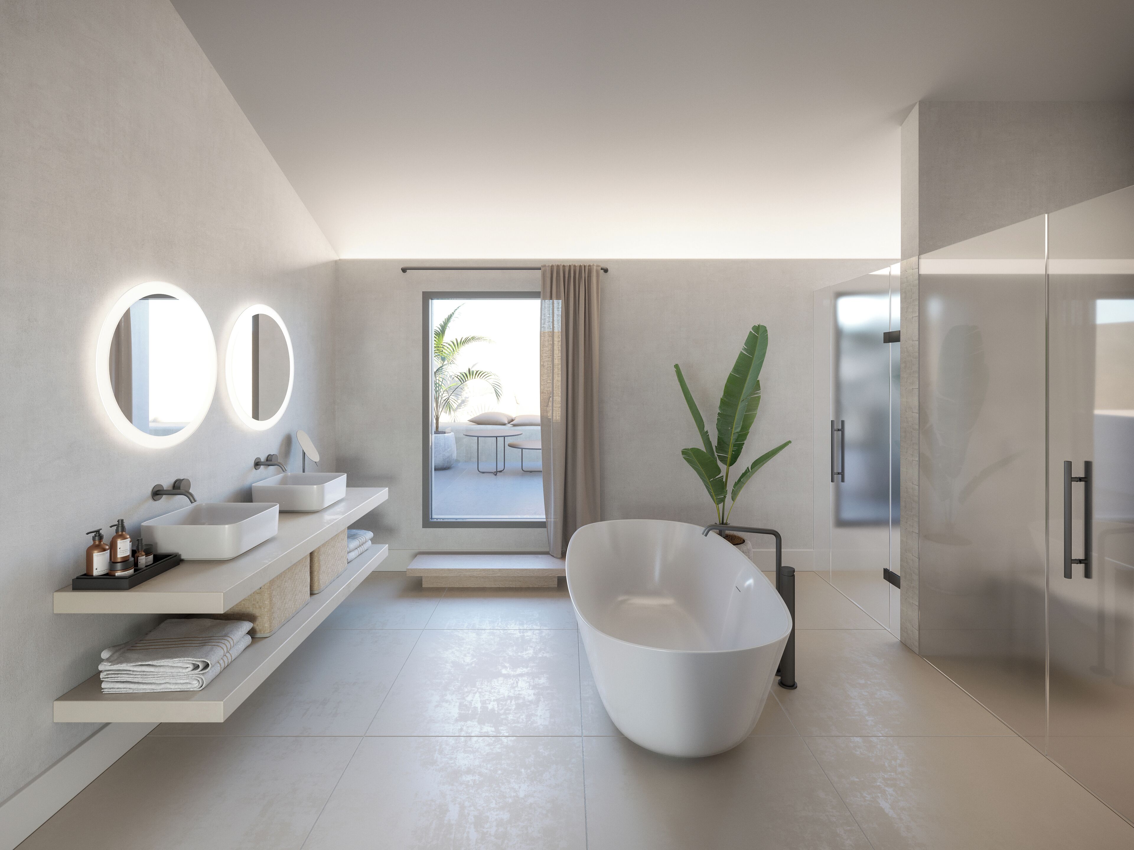 junior suite, terrace | bathroom | shower, free toiletries, hair dryer, towels