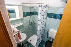 Appartement, 2 chambres (N3) | Salle de bain | Douche, serviettes fournies, papier de toilette