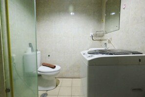 Ducha, toallas, papel higiénico