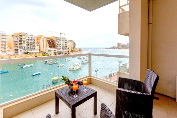 The view of Spinola Bay from the private balcony.