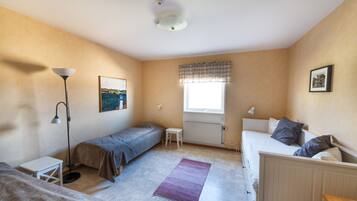 Een bureau, een strijkplank/strijkijzer, gratis wifi, beddengoed