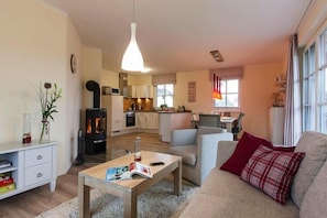 Smart TV, chimenea y reproductor de DVD 
