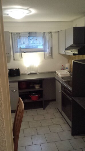 Großer Kühlschrank, Mikrowelle, Ofen, Herdplatte