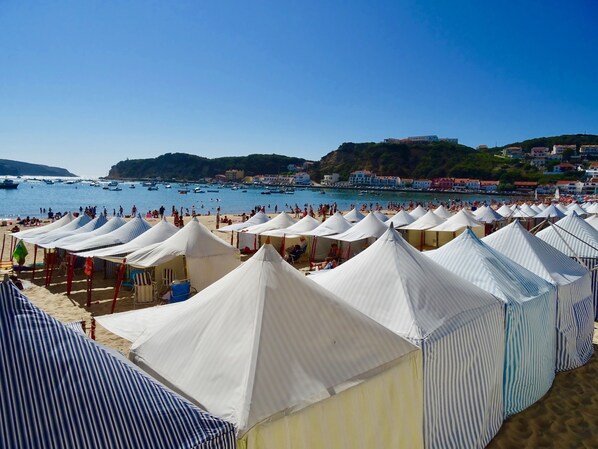 Beach nearby, sun loungers