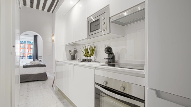 Apartment, 1 Bedroom | Private kitchen | Coffee/tea maker, full-sized fridge, microwave, oven - Apartment 1Bd With Balcony in Plaza Mayor Square. Plaza Mayor I (Madrid)