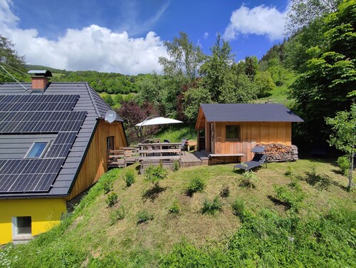 Yellow house: secluded location, sauna hut, terrace, fenced - vacation with dog