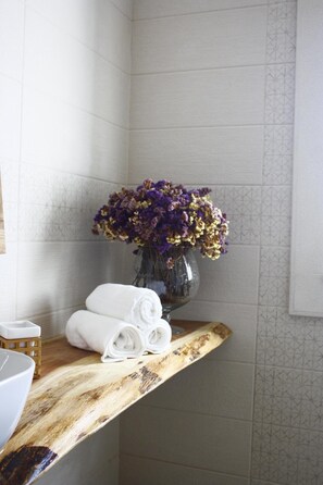 Shower, rainfall showerhead, hair dryer, bidet - Quinta do Mocho Turismo Rural (Faro)