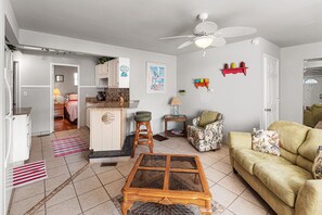 Smart TV, DVD player, books, video library