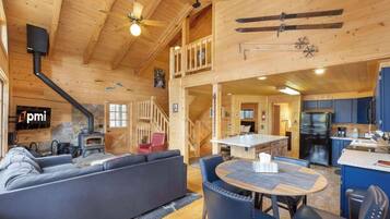 TV, fireplace, offices