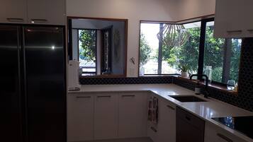 Fridge, microwave, oven, toaster