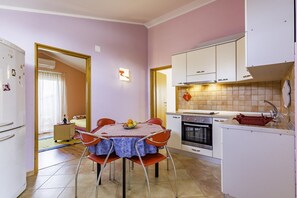 Fridge, oven, stovetop, electric kettle