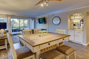 Enjoy meals in this well-appointed dining area with a large table and comfortable seating.