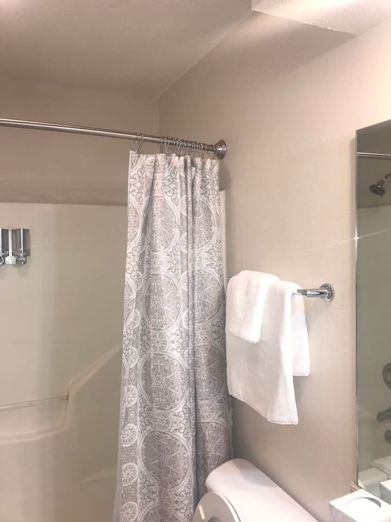 Combined shower/tub, hair dryer