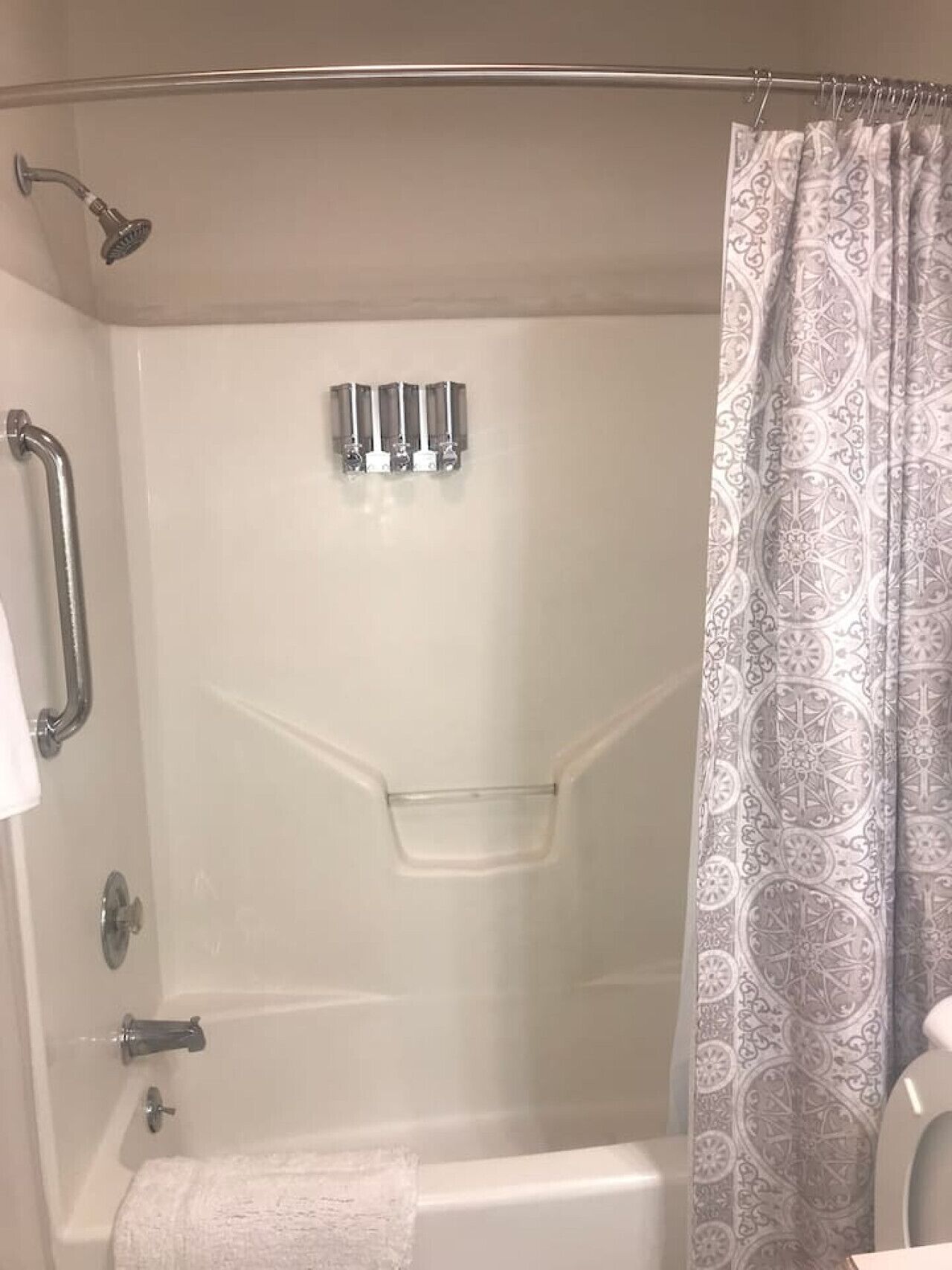 Combined shower/tub, hair dryer