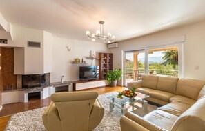 Televisión y chimenea 