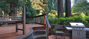 Sweet cottage in the redwoods with river beach access & fireplace