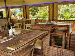 Breakfast, lunch, dinner served; local and international cuisine 