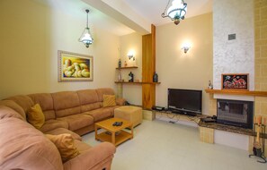 Fernseher, Kamin, Tischtennisplatte, Stereoanlage