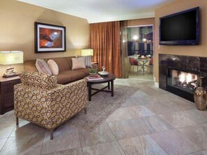 Smart TV, fireplace, video games