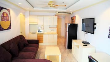 Apartment | Living room | 30-inch TV with digital channels