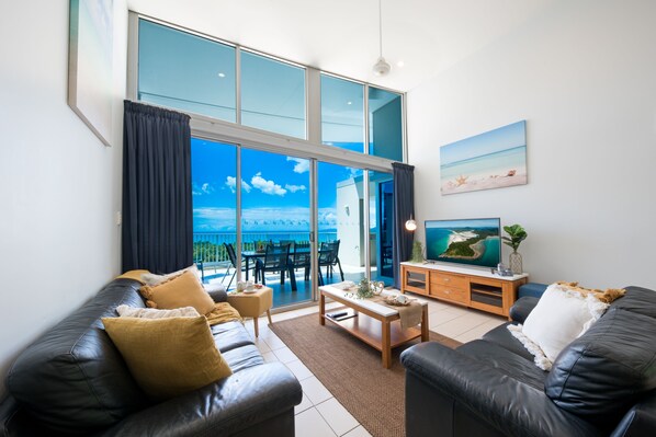 Apartment, 3 Bedrooms | Living area | LCD TV, Netflix, streaming services - Sea Forever on Azure - Airlie Beach (Airlie Beach)