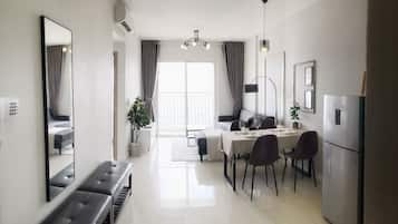 TV, table tennis, books, music library