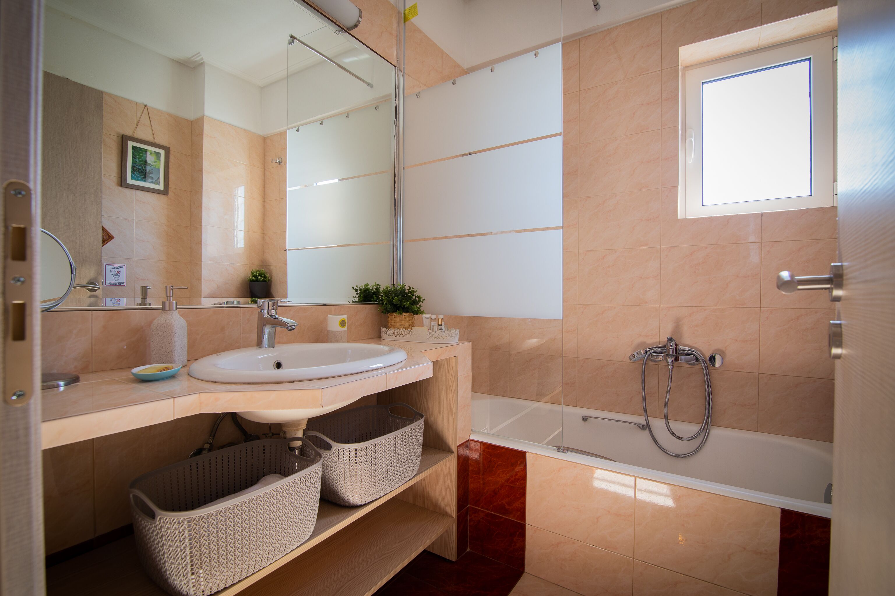 family apartment | bathroom | hair dryer, towels